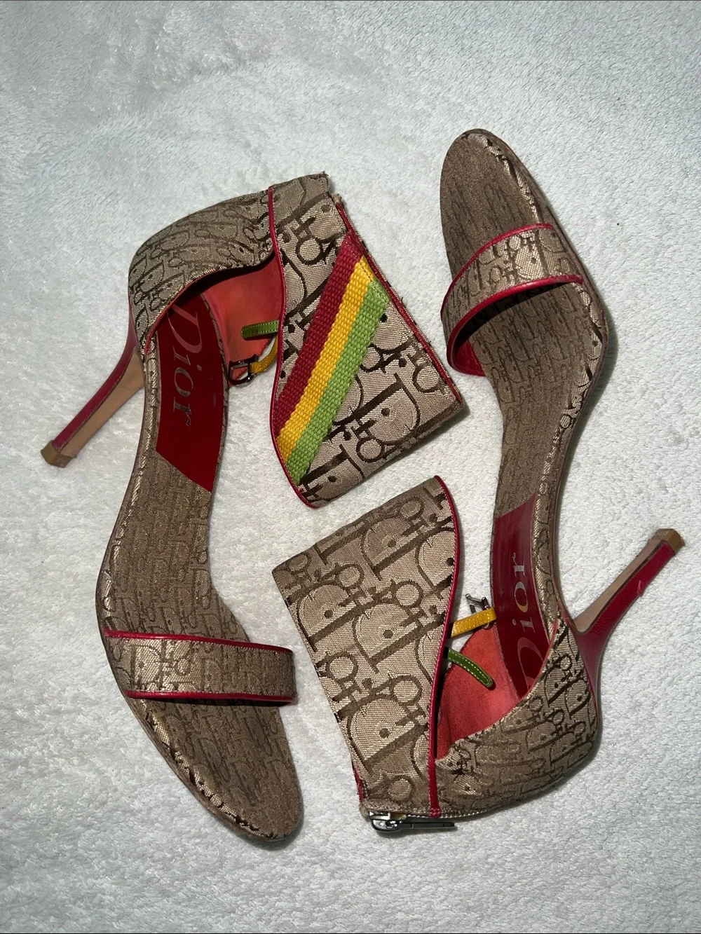 RARE Christian Dior Rasta Ankle Strap Heels - 37.5